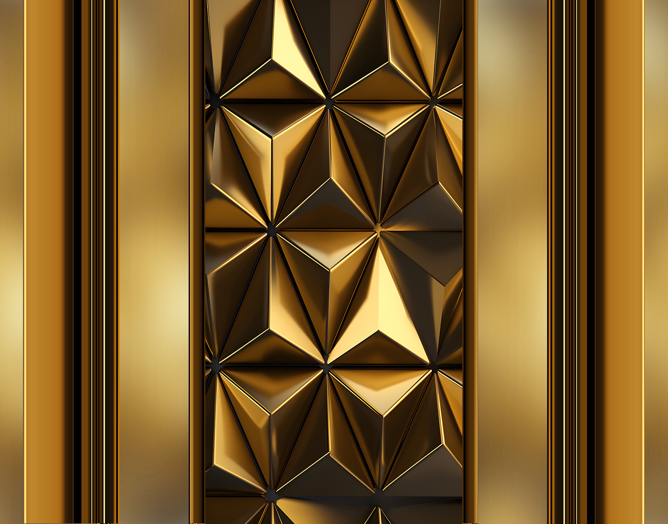 3D Geometrik Altın Üçgen Desenli Modern Lüks Duvar Kağıdı