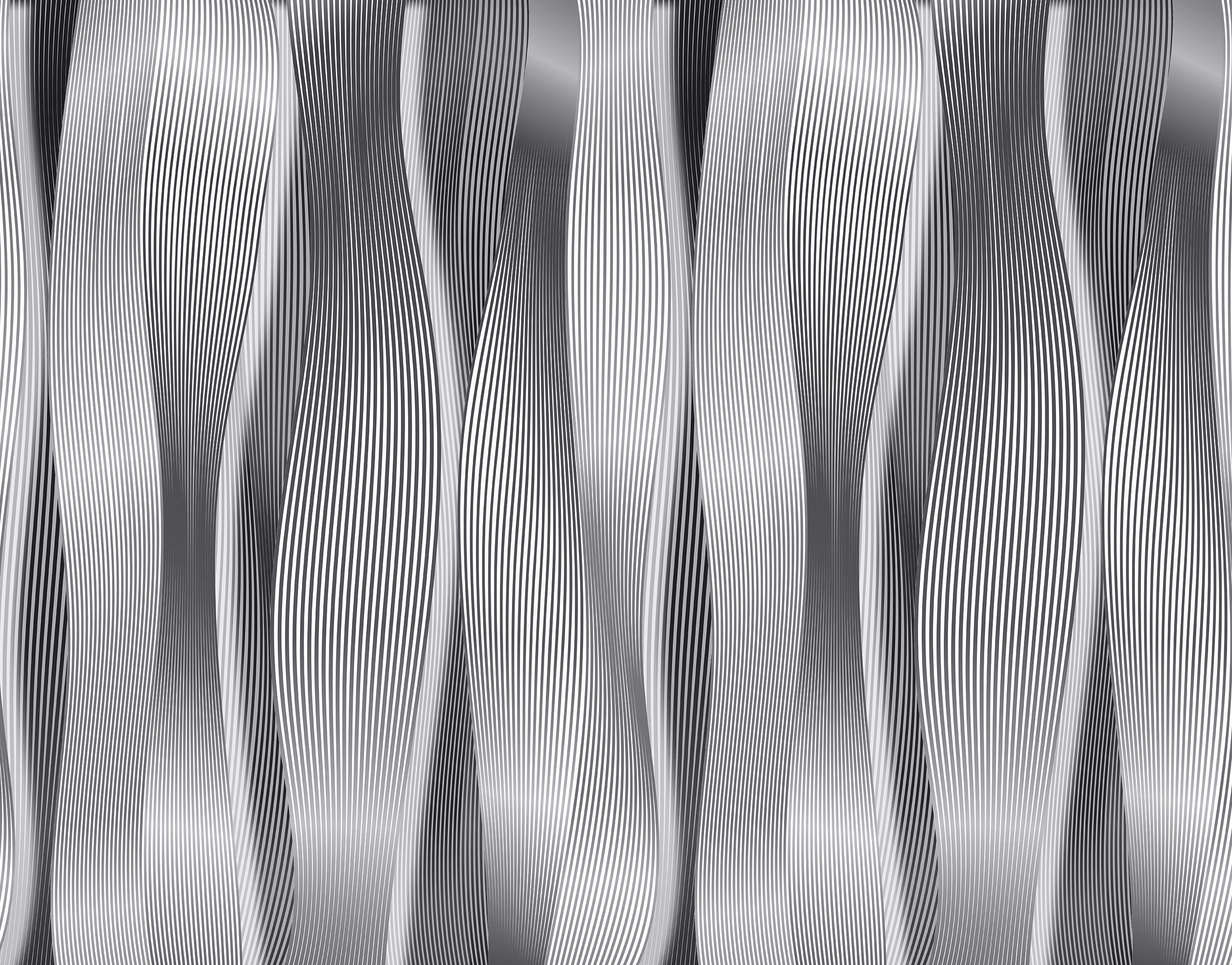 Gri Siyah Çizgili Dalgalı Optik İllüzyon Modern Geometrik Duvar Kağıdı