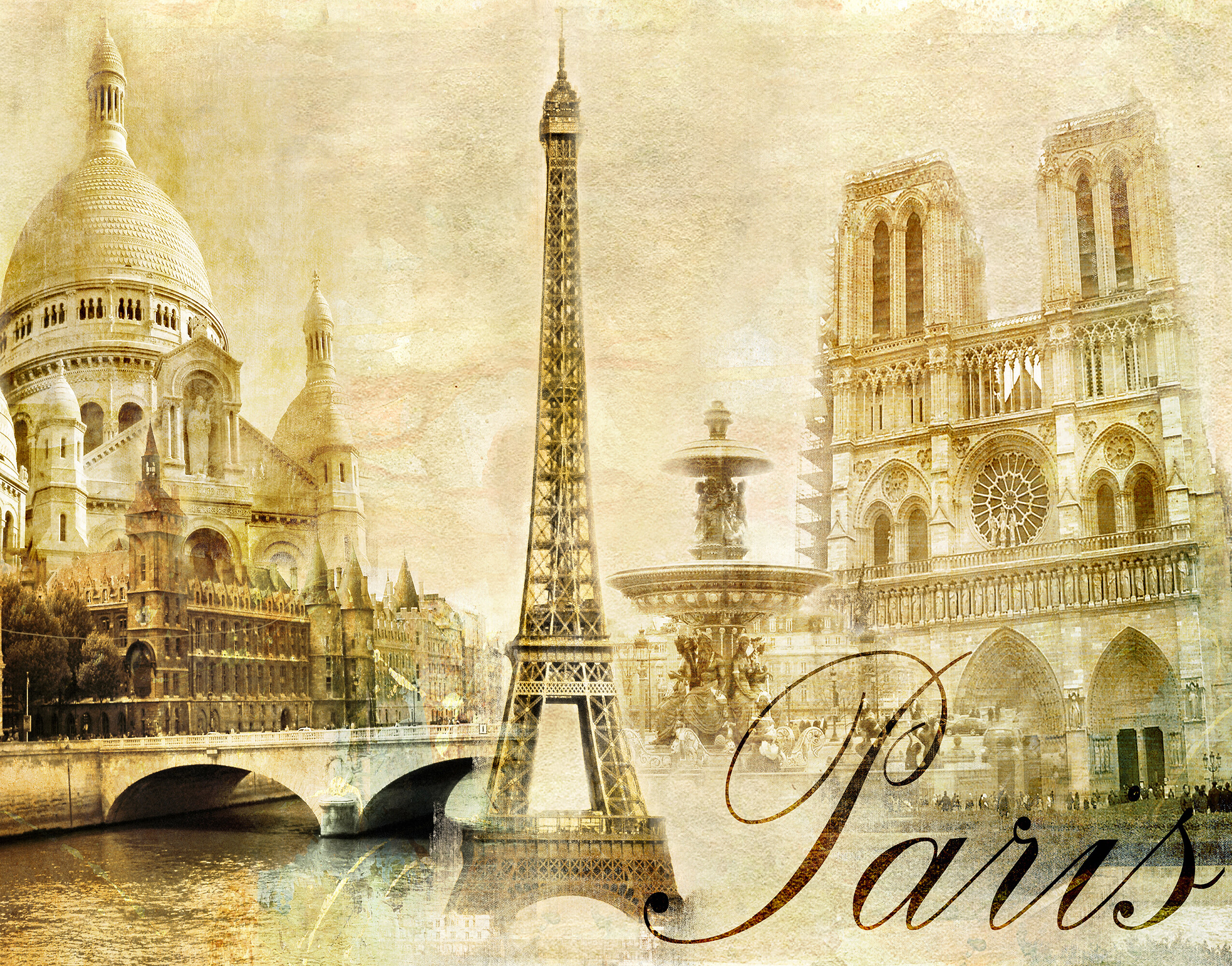 Eski Paris Temalı Duvar Kağıdı