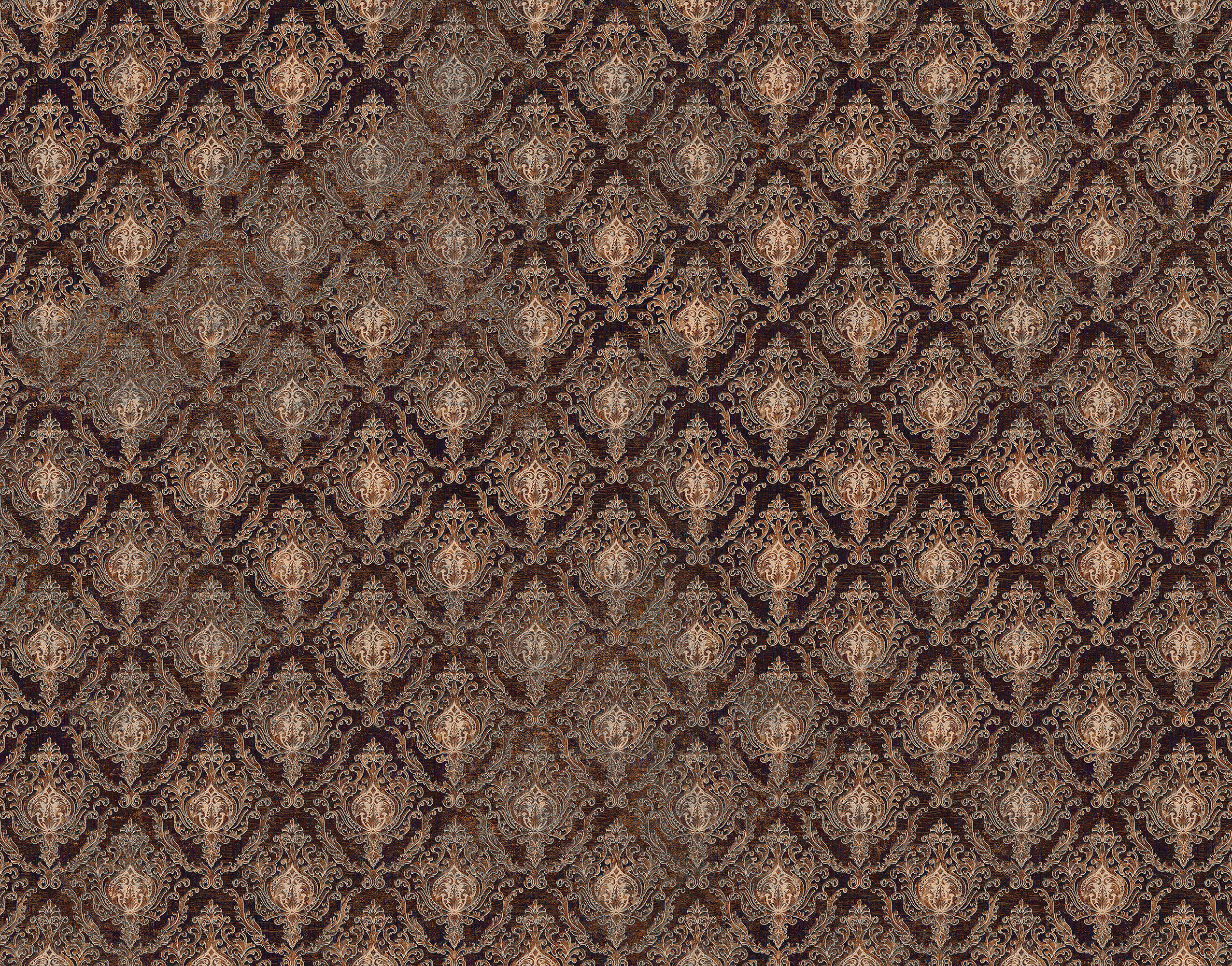 Kahverengi Vintage Motif Duvar Kağıdı