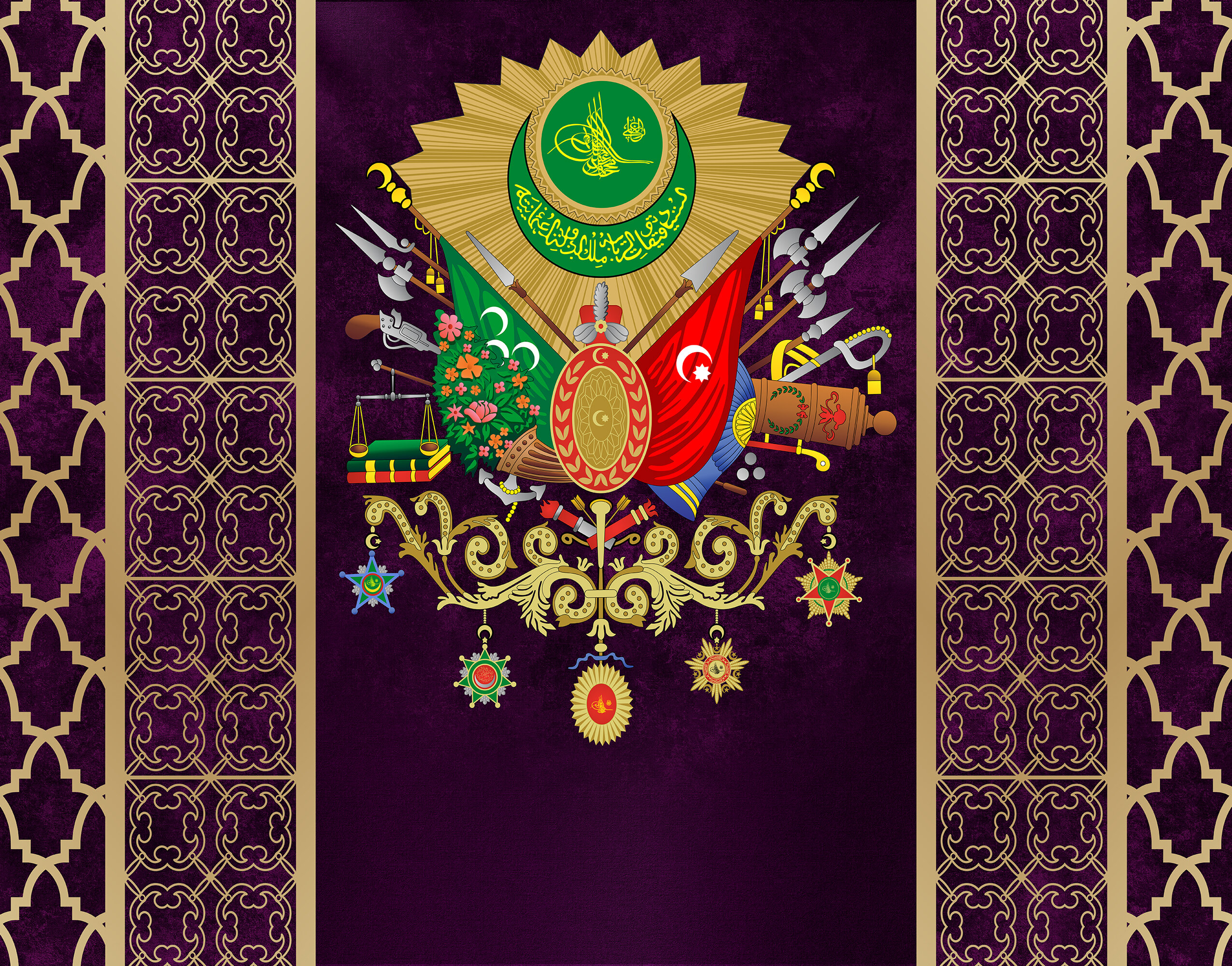 Mor Osmanlı Tuğrası Duvar Kağıdı