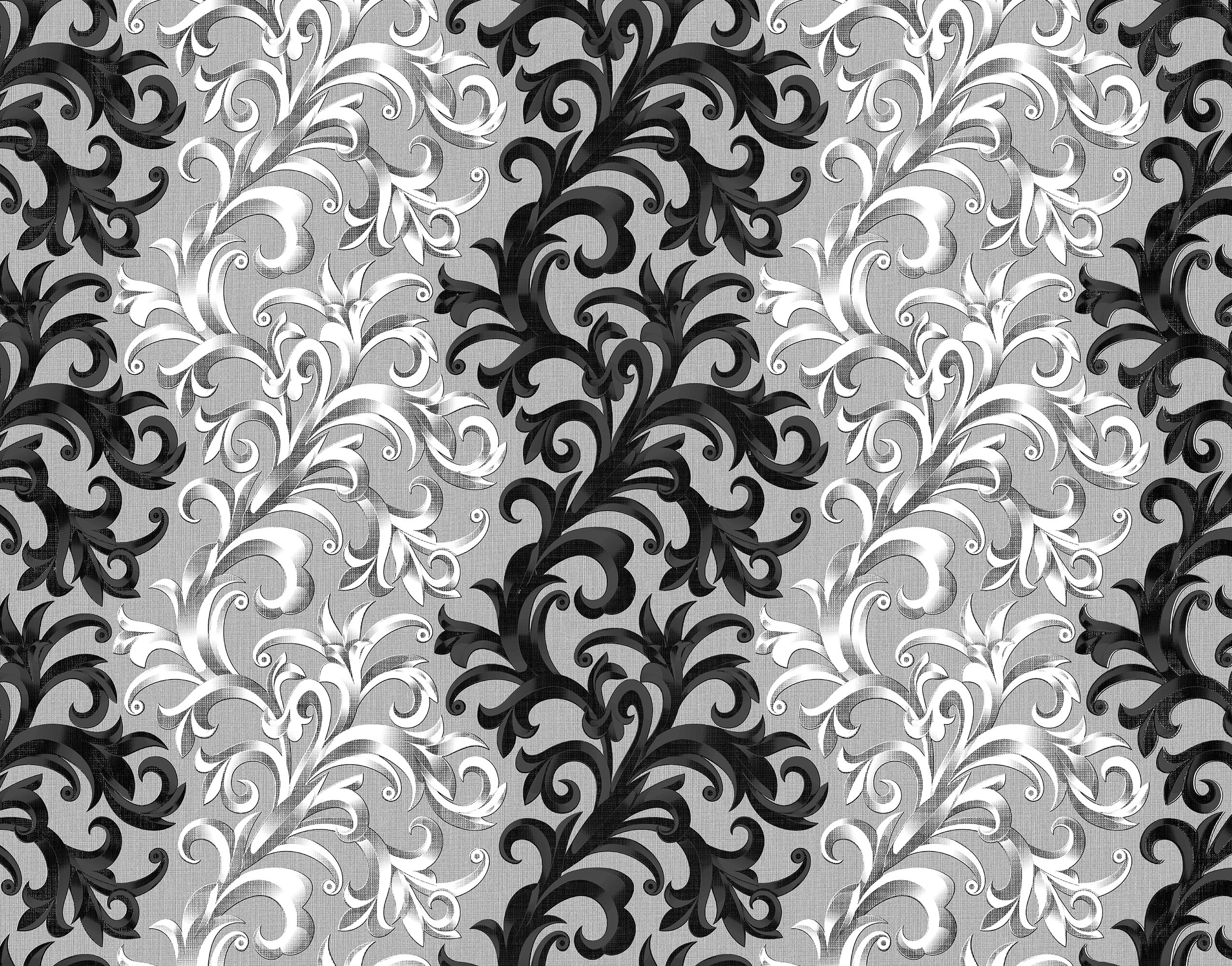 Siyah Beyaz Çiçek Motif Duvar Kağıdı